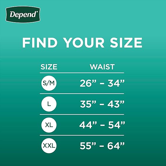 Depend Fresh Protection Adult Diapers, Incontinence Underwear for Men, Disposable, Small, Maximum, Packaging May Vary