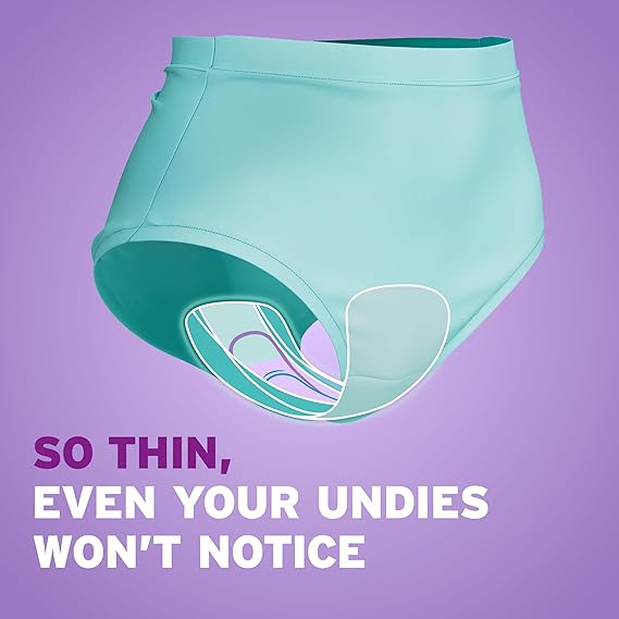 Poise Ultra Thin Incontinence Pads & Postpartum Pads for Bladder Leaks, 5 Drop Maximum Absorbency, Long Length, Packaging May Vary