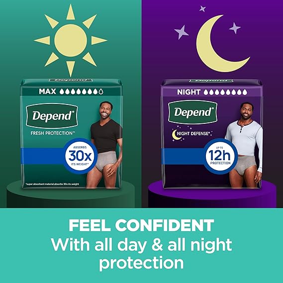 Depend Fresh Protection Adult Diapers, Incontinence Underwear for Men, Disposable, Extra-Extra Large (XXL), Maximum, Packaging May Vary