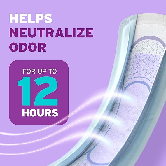 Poise Ultra Thin Incontinence Pads & Postpartum Pads for Bladder Leaks, 5 Drop Maximum Absorbency, Long Length, Packaging May Vary