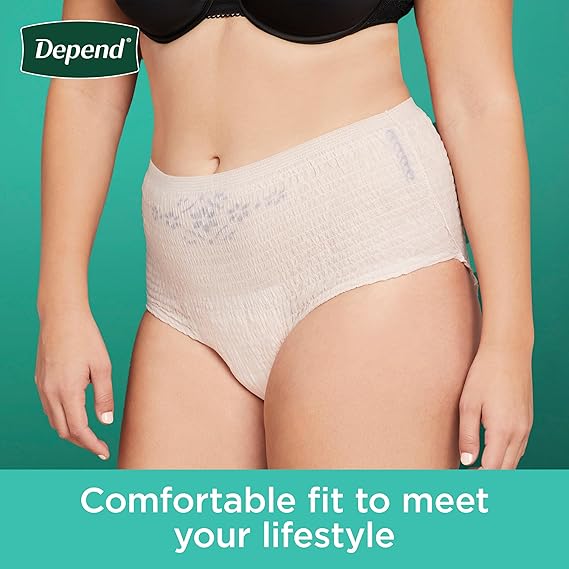 Depend Fresh Protection Adult Diapers, Incontinence & Postpartum Bladder Leak Underwear for Women, Disposable, Maximum, Extra-Large, Blush, Packaging May Vary