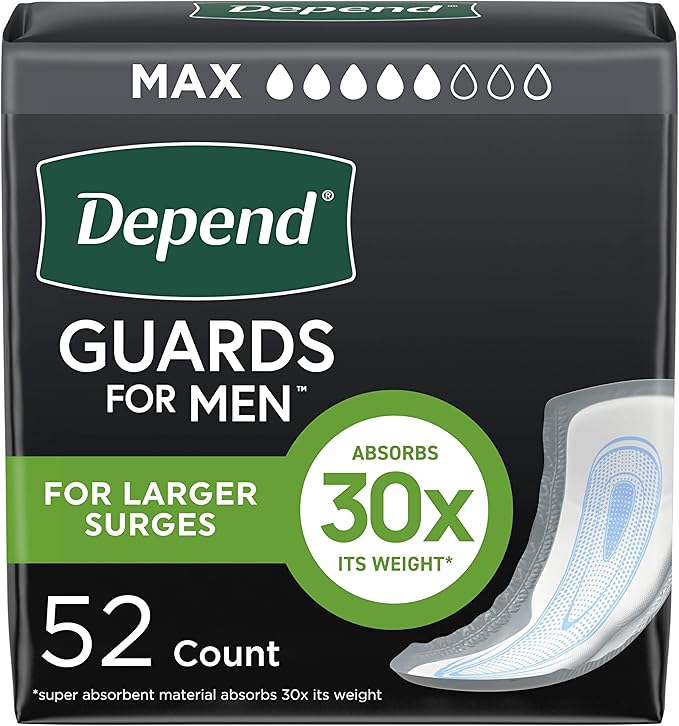 Depend Guards Incontinence Pads for Men, Maximum Absorbency, Packaging May Vary