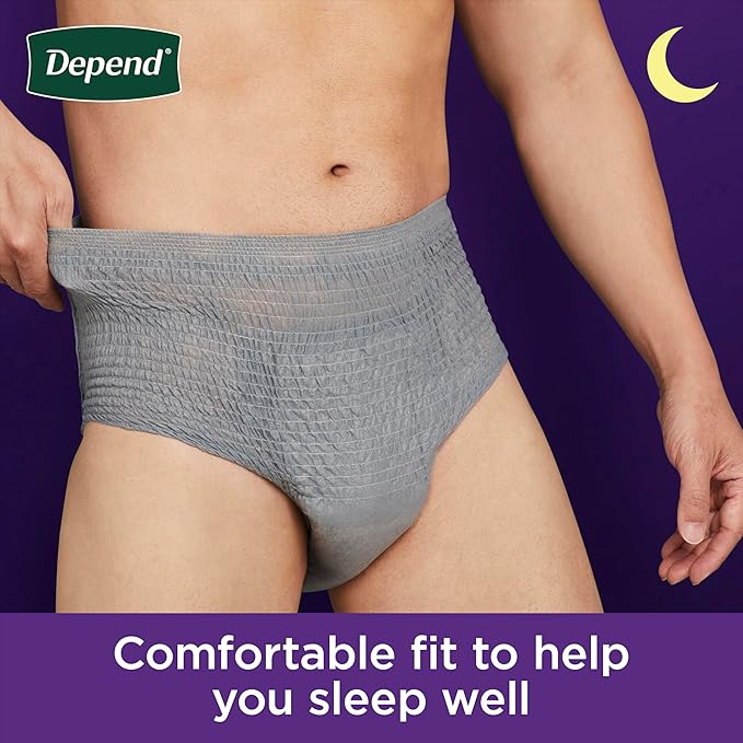 Depend Night Defense Adult Diapers, Incontinence Underwear for Men, Disposable, Overnight, Large, Packaging May Vary